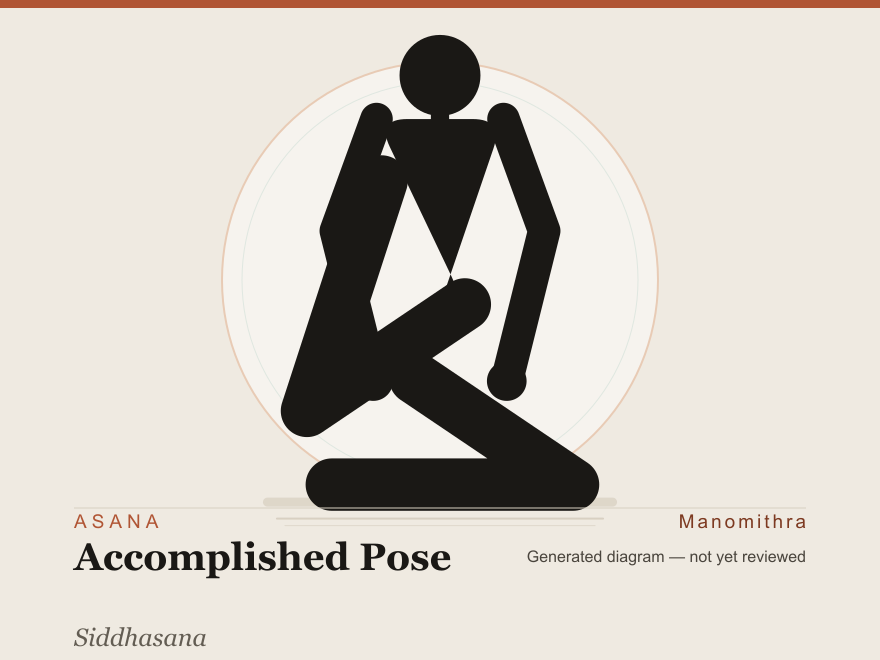 Accomplished Pose (Siddhasana) — schematic diagram, not yet reviewed